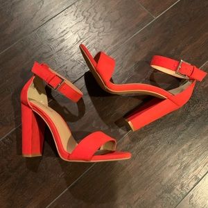 TORRID Wide red ankle strap heel